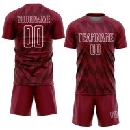 Maglia da calcio personalizzata Crimson White Geometric Shapes Sublimation Maglia da calcio personalizzata Crimson White Geometric Shapes Sublimation