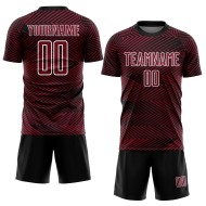 Maglia da calcio personalizzata Crimson Black-White Line stampata a sublimazione Maglia da calcio personalizzata Crimson Black-White Line stampata a sublimazione