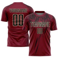Maglia da calcio personalizzata Crimson Black-Crema con stampa a sublimazione