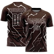 Maglia da calcio personalizzata con sublimazione Brown White Lightning