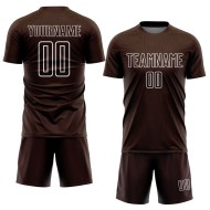 Maglia da calcio personalizzata con stampa a sublimazione di forme geometriche marroni e bianche Maglia da calcio personalizzata con stampa a sublimazione di forme geometriche marroni e bianche
