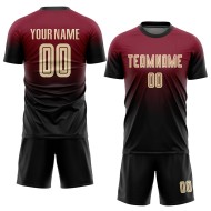 Maglia da calcio personalizzata Crimson Cream-Black Sublimation Fade Fashion Uniform