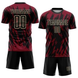 Maglia da calcio personalizzata Crimson Black-City Cream con stampa a sublimazione Maglia da calcio personalizzata Crimson Black-City Cream con stampa a sublimazione