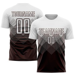 Maglia da calcio personalizzata marrone bianca con stampa a sublimazione