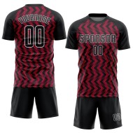 Maglia da calcio personalizzata Crimson Black-White Sublimation Maglia da calcio personalizzata Crimson Black-White Sublimation