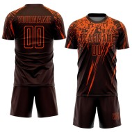 Maglia da calcio personalizzata marrone arancione con stampa a sublimazione Maglia da calcio personalizzata marrone arancione con stampa a sublimazione